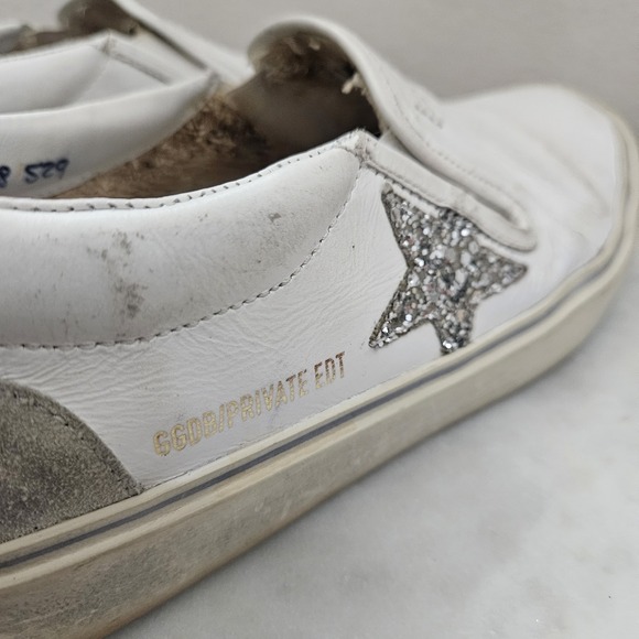 Golden Goose White and Gray Sneakers with Silver Star - Picture 5 of 11